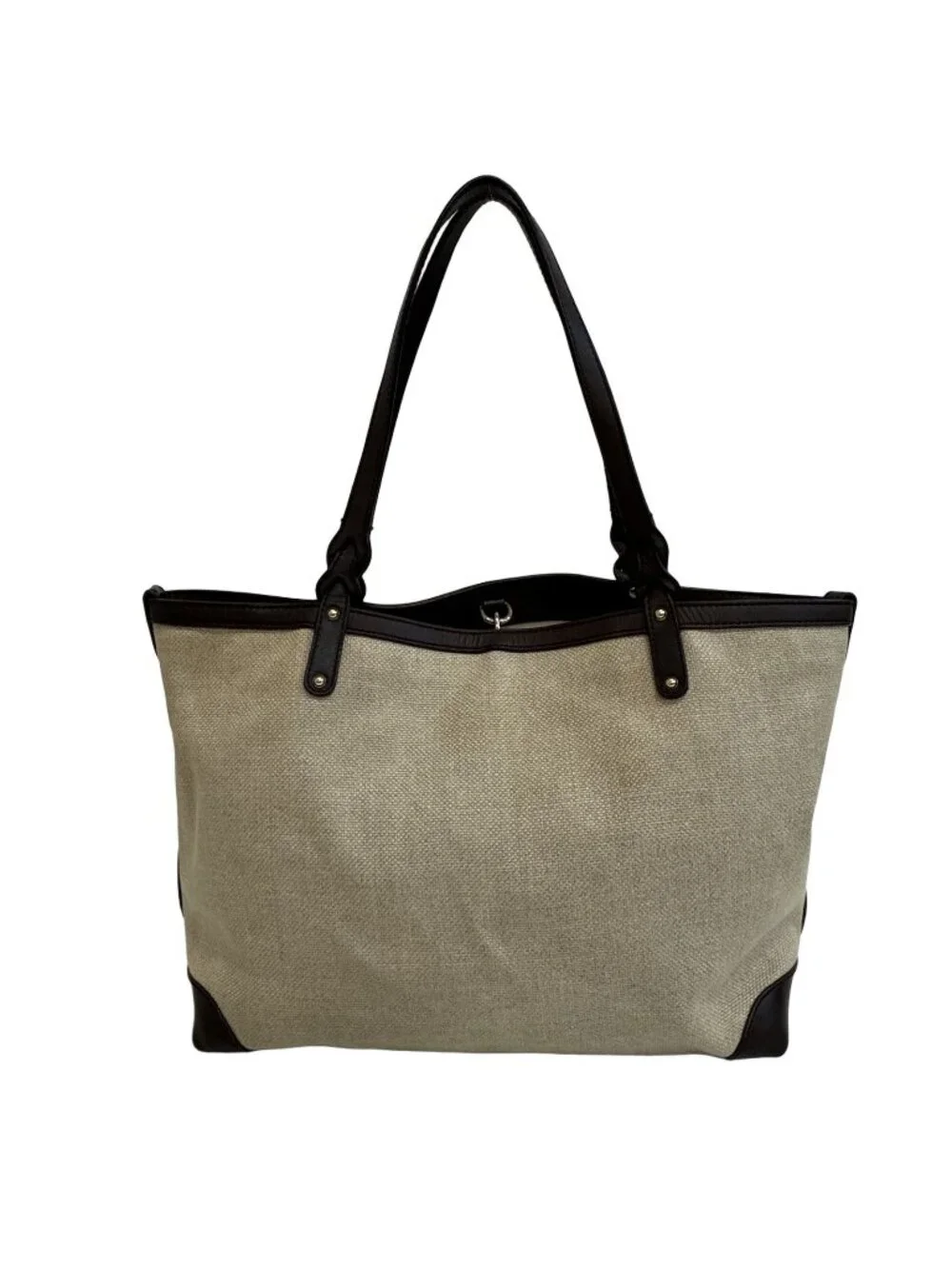 Gucci Craft Tote Bag Canvas Leather Beige Brown